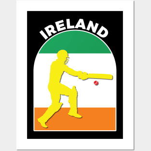 Ireland Cricket Batsman Ireland Flag Posters and Art